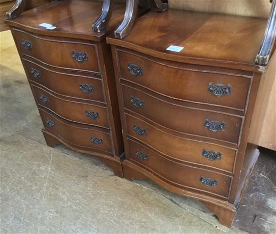 Pair of small serpentine front chest of drawers